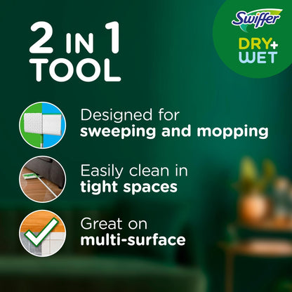 Swiffer Sweeper 2-in-1 Mops for Floor Cleaning, Dry and Wet Multi Surface Floor Cleaner, Sweeping and Mopping Starter Kit, Includes 1 Mop + 19 Refills, 20 Piece Set
