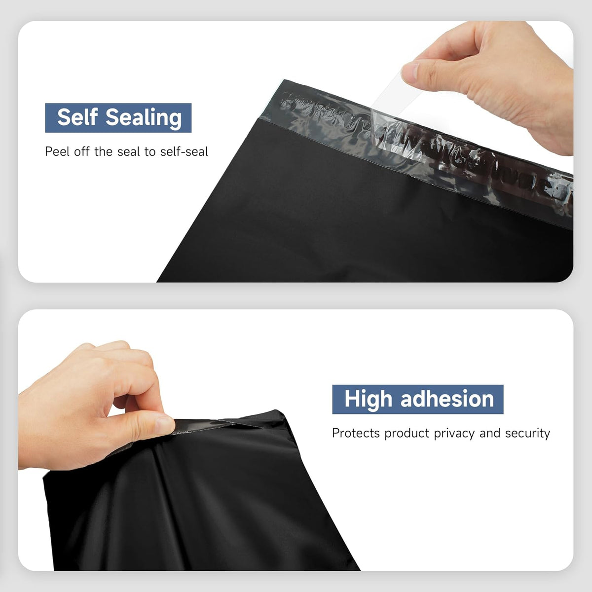 KKBESTPACK 100 Large Poly Mailers 10x13 Shipping Bags for Small Business – Self Sealing Package Envelopes (10 x 13 Pack of 100, Black)