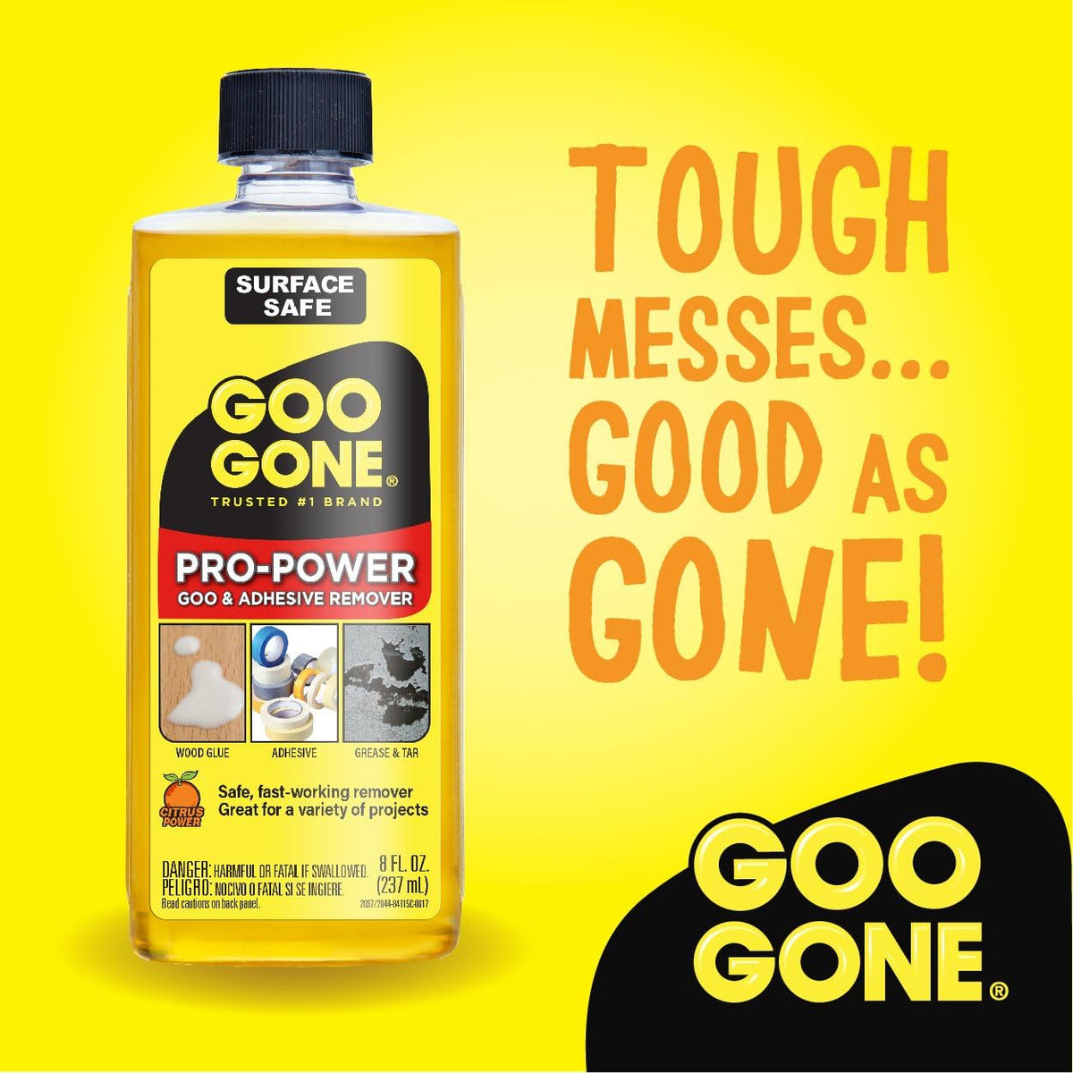 Goo Gone Pro Power Adhesive Remover - 8 Ounce - Use on Silicone, Caulk, Contractor's Adhesive, Tar, Adhesive, Grease, Gum, Decals