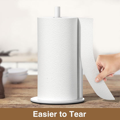 Paper Towel Holder White Kitchen Roll Holder, Paper Towel Holder for Kitchen Roll Organize, Countertop Roll Dispenser with Weighted Base