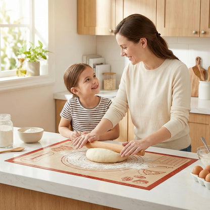 Silicone Baking Pastry Dough Mat - 28x20Inch Extra Large Cookie Bread Rolling Mats Sheet, Nonstick Kitchen Counter Kneading Board, Thick Reusable Pie Cookies Pizza Fondant Making Matt with Measurement