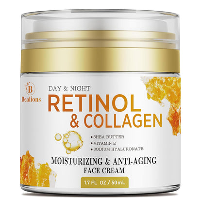 Retinol Cream for Face Anti Aging: Wrinkle Cream for Face Neck with Collagen Hyaluronic Acid - Night Moisturizer for Men Women - Facial Skin Care Gift for Mom Dad Sister (1.7 Fl Oz (Pack of 1))