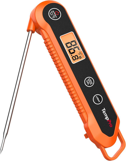 TempPro Digital Instant Read Meat Thermometer for Grilling Waterproof Kitchen Food Thermometer with Calibration Backlight Baking Bread Candy Thermometer Cooking Tools Utensils (Previously ThermoPro)