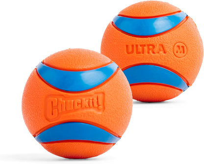 Chuckit! Ultra Ball Dog Toy - Medium Bouncy Fetch Balls For Dogs 20-60 lbs - Made from Durable Rubber - Floating Water Pet Toys - Size Medium - 2.5-inch Diameter - Pack of 2
