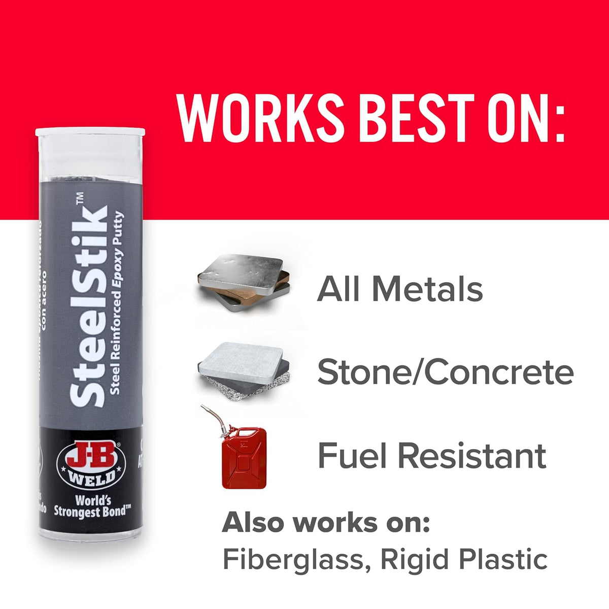 J-B Weld 8267 SteelStik Steel Reinforced Epoxy Putty Stick - 2 oz.