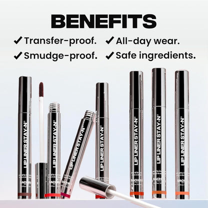Sacheu Lip Liner STAY-N Peel Off Lip Stain — Long Lasting Waterproof Lip Tint with Hyaluronic Acid & Vitamin E — Transfer Proof Matte Finish, Vegan & Cruelty-Free (p-INKED)