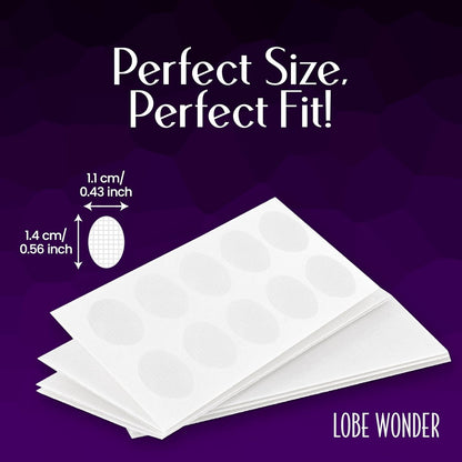 Lobe Wonder - The ORIGINAL Ear Lobe Support Patch for Pierced Ears - Eliminates the Look of Torn or Stretched Piercings - Protects Healthy Ear Lobes from Tearing - 60 Patches - Clear & Latex-Free
