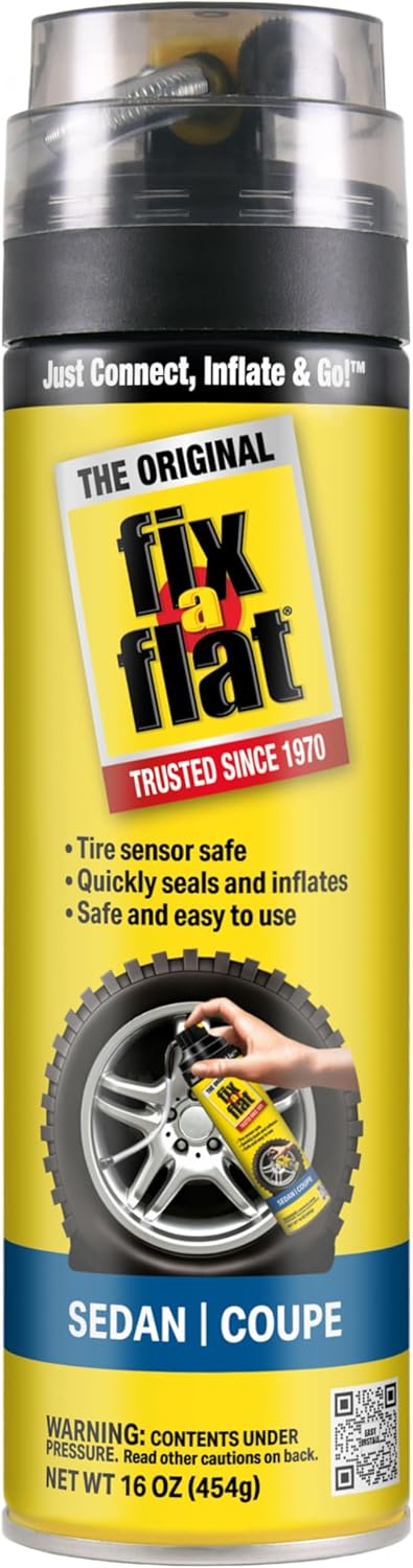 Fix-A-Flat S60420 Aerosol Emergency Flat Tire Repair and Inflator, for Standard Tires, Eco-Friendly Formula, Universal Fit for All Cars, 16 oz. (Pack of 1)
