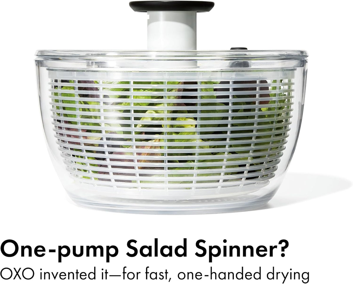 OXO Good Grips Salad Spinner | Lettuce Spinner | Fruit Washer | Fruit Washing Bowl with Strainer | Vegetable Cleaner | Salad Cleaner | Lettuce Washer | 6.22 Quart Capacity