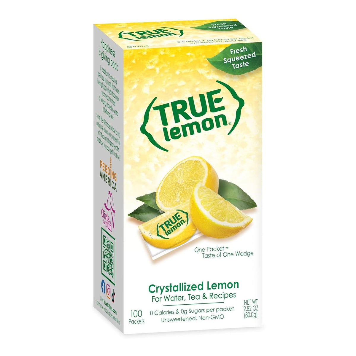 True Lemon 100ct (Pack of 1) - Water Enhancer - Bulk Dispenser - 0 Calorie Drink Mix Packets For Water - Sugar Free Lemon Flavoring Powder Packets