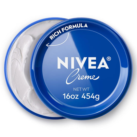 NIVEA Creme Face, Hand and Body Moisturizer Cream, Rich Body Cream for Dry Skin with Provitamin B5, Fast-Absorbing and Non-Comedogenic, For Daily Use on All Skin Types, 16 Oz Jar