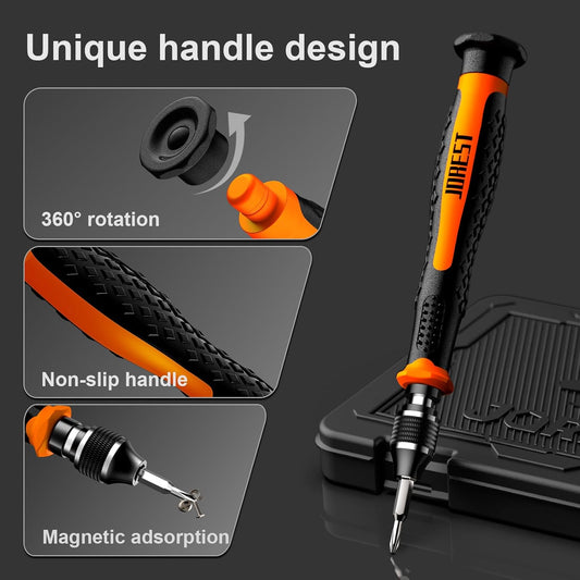 JOREST 40Pcs Small Precision Screwdriver Set with Torx Triwing Phillips, Mini Repair Tool Kit for Macbook, Computer, Laptop, PC, iPhone, PS5, Xbox, Switch, Glasses, Watch, Ring Doorbell, Electronics