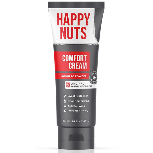 HAPPY NUTS Comfort Cream Deodorant For Men: Anti-Chafing Sweat Defense, Odor Control, Aluminum-Free Mens Deodorant & Hygiene Products for Men's Private Parts 3.4 Fl Oz (1 Pack), Original