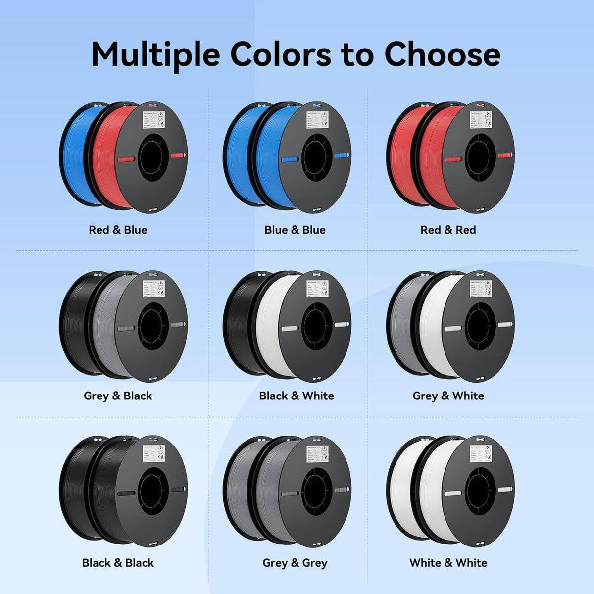 Creality 2kg Black & White PLA 1.75mm Filament Bundle for 3D Printing with No-Tangling Strong Bonding and Overhang Performance, Accuracy +/- 0.02mm