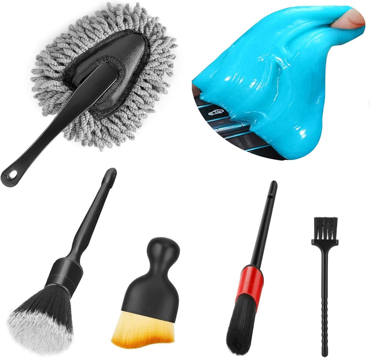 Fitosy Car Interior Duster Detail Brush Cleaning Gel Kit, Soft Dash Vent Dusting Slime Putty Detailing Brushes Accessories Essentials Supplies Tools for Auto,Truck,SUV,RV