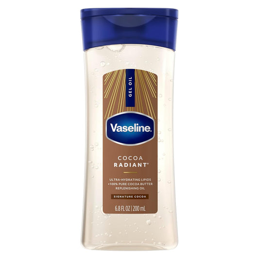 Vaseline Intensive Care Cocoa Radiant for Glowing Skin Body Gel Oil Made with Pure Cocoa Butter + Replenishing Oils 6.8 fl oz