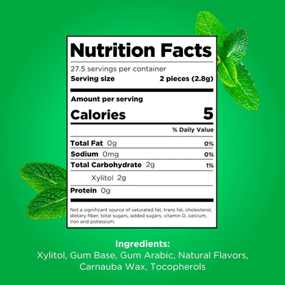 PUR Gum | Aspartame Free Chewing Gum | 100% Xylitol | Natural Spearmint Flavored Gum, 55 Pieces (Pack of 1)