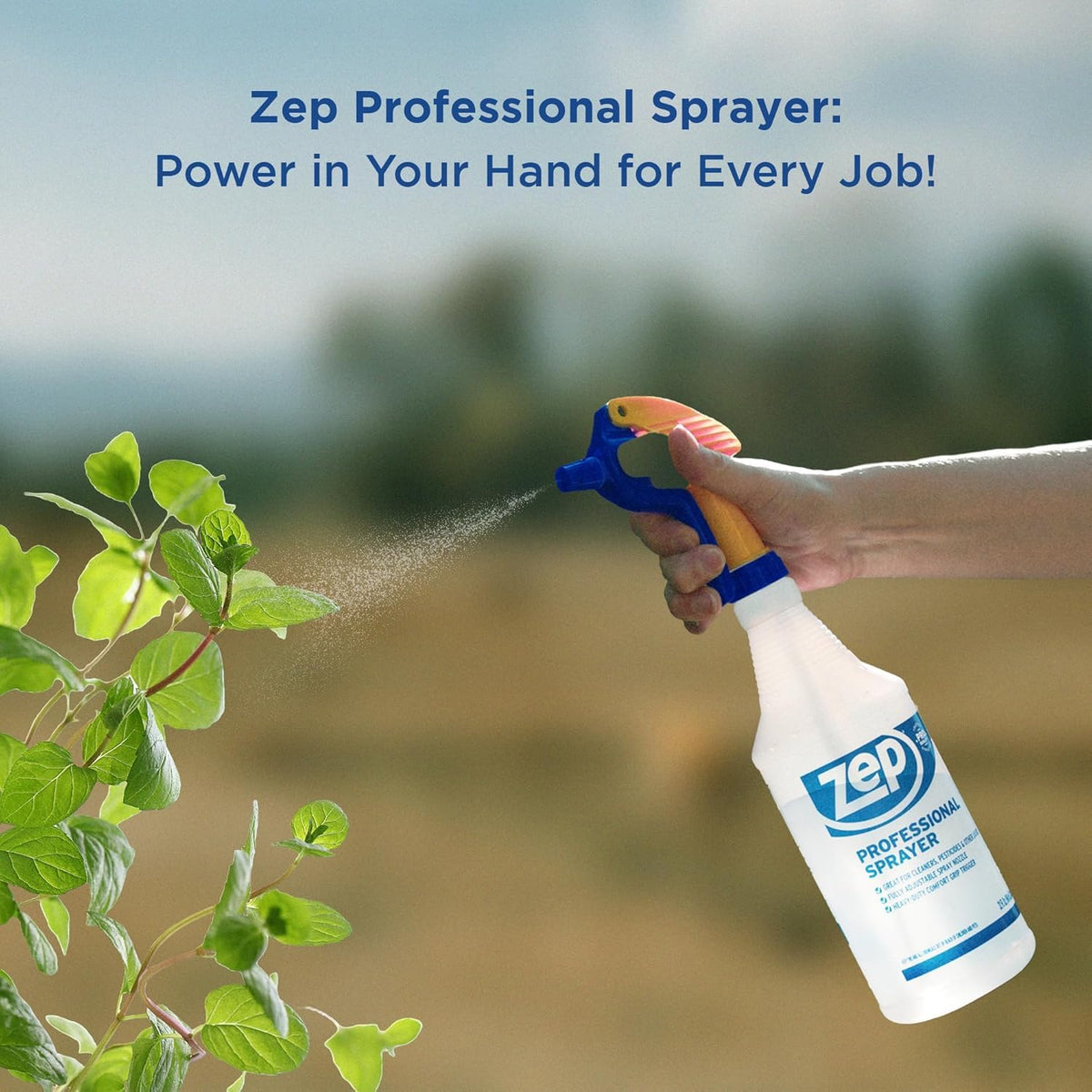 ZEP Professional Sprayer Bottle - 32 oz (Pack of 3) - HDPRO1 - Versatile Adjustable Nozzle Spray Bottles with a Fine Mist or Powerful Spray, Refillable for Diluted Concentrate