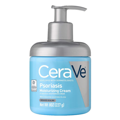 CeraVe Moisturizing Cream for Psoriasis Treatment, With Salicylic Acid for Dry Skin Itch Relief & Urea for Moisturizing, Fragrance Free & Allergy Tested, 8 Oz