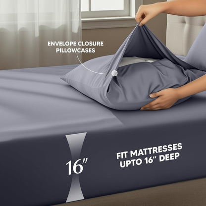 Utopia Bedding Queen Size Sheet Set – 4 Piece Bed Sheets, Soft and Breathable Microfiber, Includes 1 Fitted Sheet, 1 Flat Sheet and 2 Pillowcases – Oeko Tex (Grey)