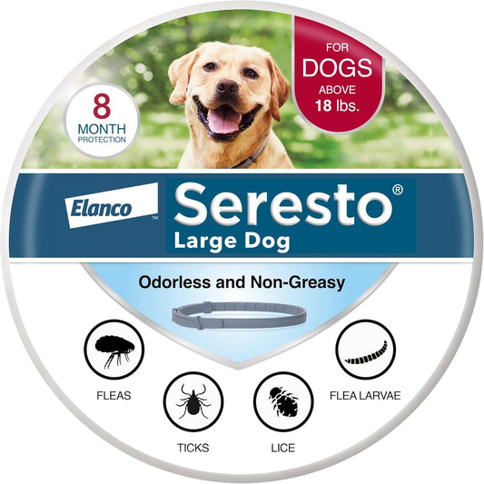 Seresto Flea & Tick Collar For Dogs Over 18 lbs., Treatment & Prevention, Vet-Recommend, 8 Month Protection