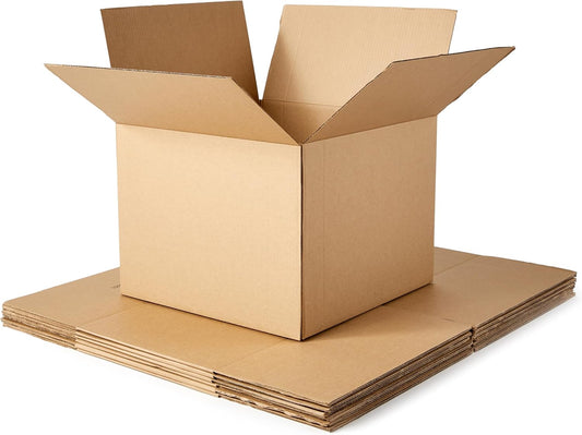 Amazon Basics Cardboard Moving Boxes for Packing and Shipping, Large Size, 20" x 20" x 15", Brown, 6-Pack