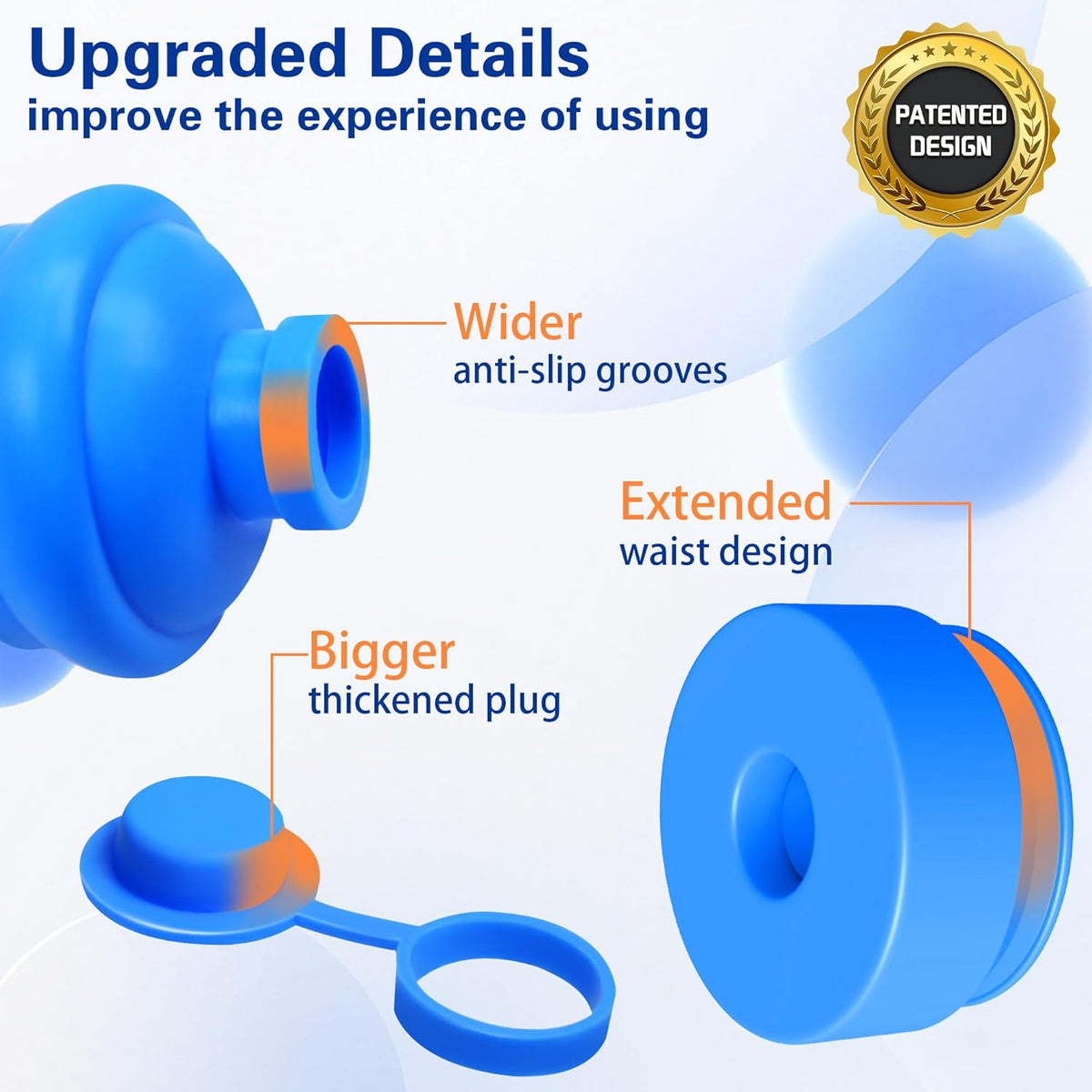 Gofriipai 3 and 5 Gallon Water Jug Cap, Silicone Reusable Replacement Cap, Non Spill Bottle Caps for 55mm Bottle Water Dispenser Caps - Pack of 3