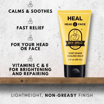 Bee Bald HEAL Aftershave for Men Healing Balm, Immediately Calms & Soothes Damaged Skin, Treats Bumps, Redness, Razor Burn & Other Shaving Irritations (2 Fl Oz)