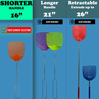 W4W, Bug & Fly Swatter Braided Metal Handle 6 Pack Fly Swatters Indoor/Outdoor flyswatter