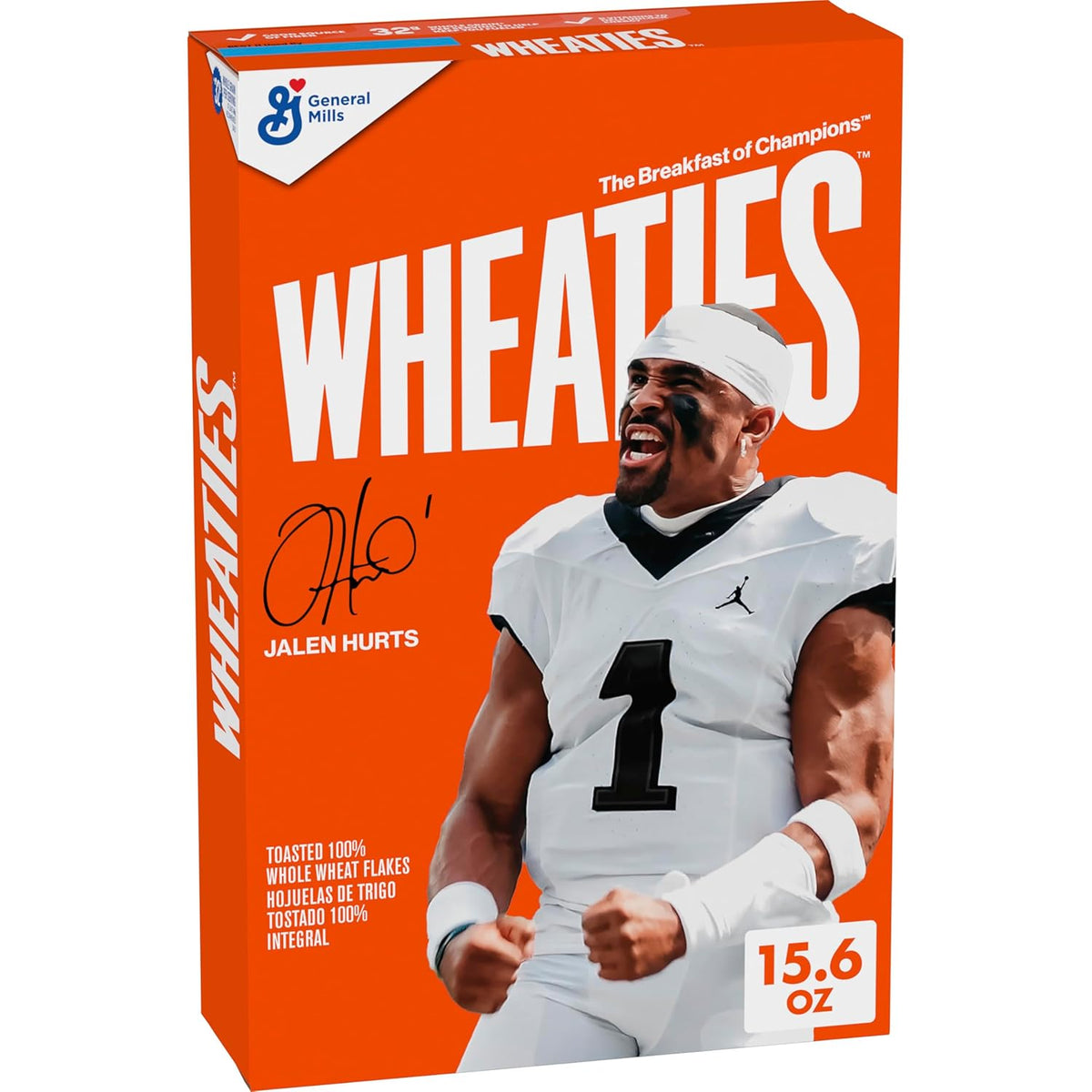 Wheaties Cereal, Breakfast of Champions, Jalen Hurts Cereal Box, 100% Whole Wheat Flakes, 15.6 oz