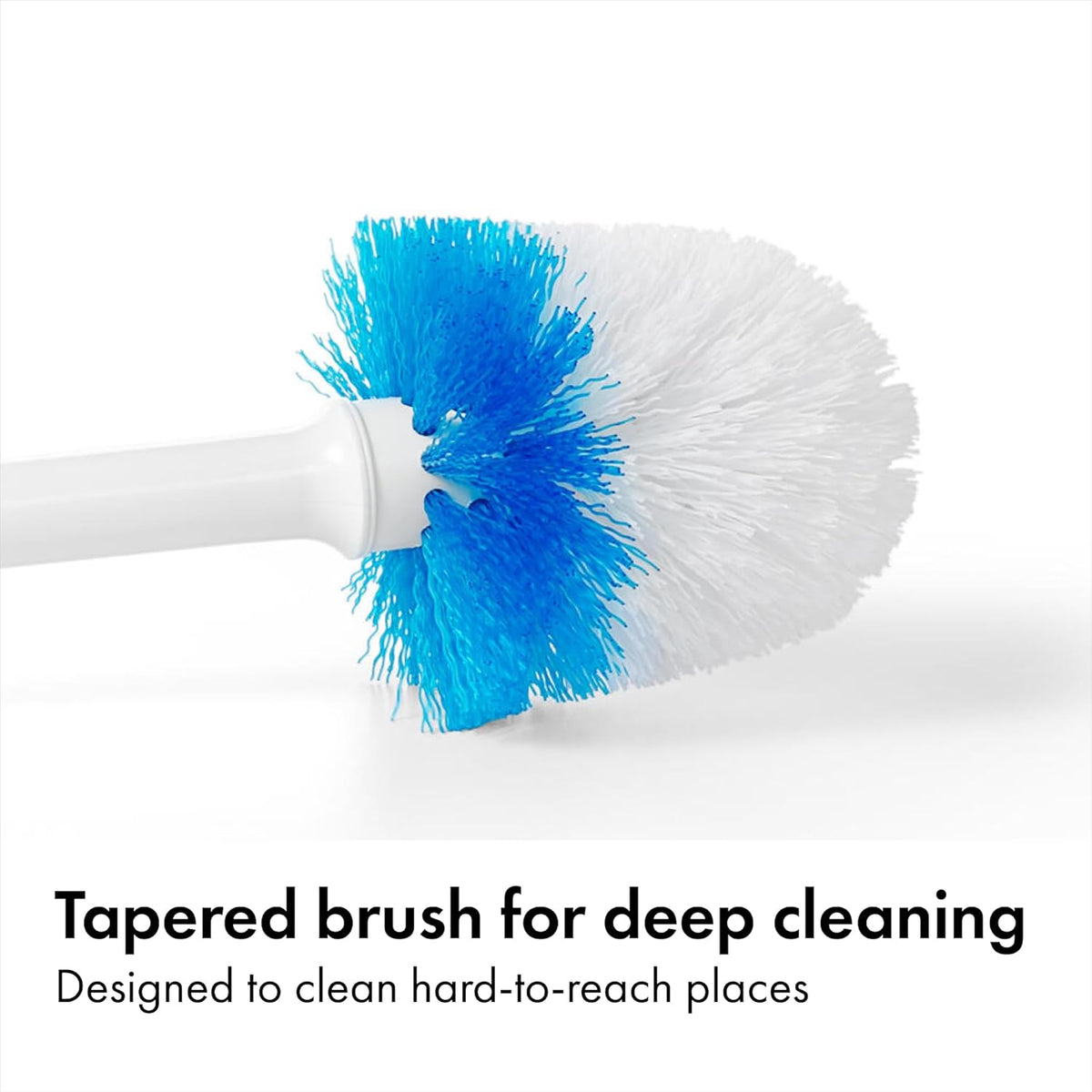 OXO Good Grips Compact Toilet Brush & Canister, Toilet Bowl Brush and Holder with Automatic Canister Door, Bathroom and Small Spaces Cleaning Supplies Essential