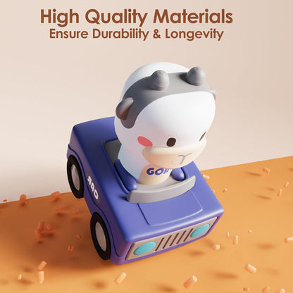 iPlay, iLearn Press to Go Car Toys for Toddlers 1-3, Baby Animal Racing Cars, Infant Play Vehicle Set, Baby Push Go Friction Car Toys for 6-9-12-18 Months, 1st Birthday Gifts for 1-2 Years Old Boys