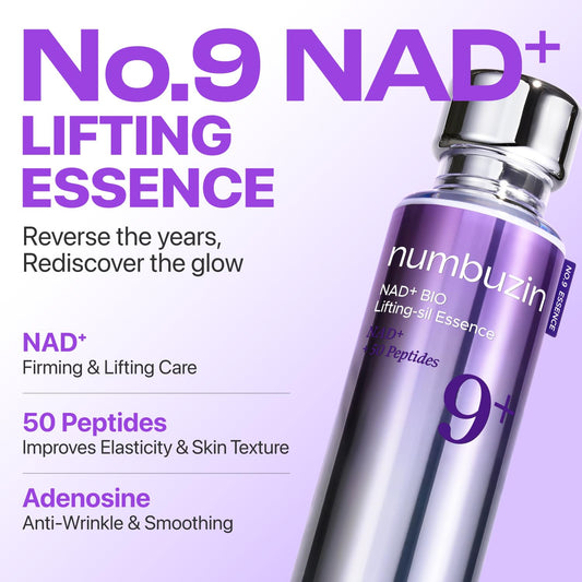 numbuzin No.9 NAD+ Peptide Lifting Serum for Face and Body, Firming & Wrinkles, 50 Peptide Essence for Sagging Skin, Fine Lines & Elasticity, Hydrating & Tightening Formula, Korean Skincare 1.69 fl oz