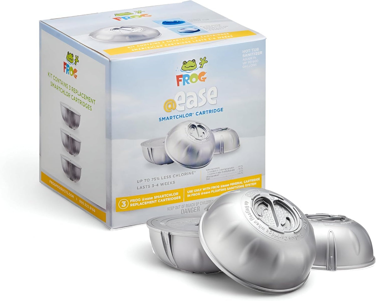 FROG @Ease Replacement SmartChlor Cartridge for use with Hot Tub FROG @Ease Floating System - Hot Tub Sanitizer System Supports Less Chlorine Use - 3 Pack