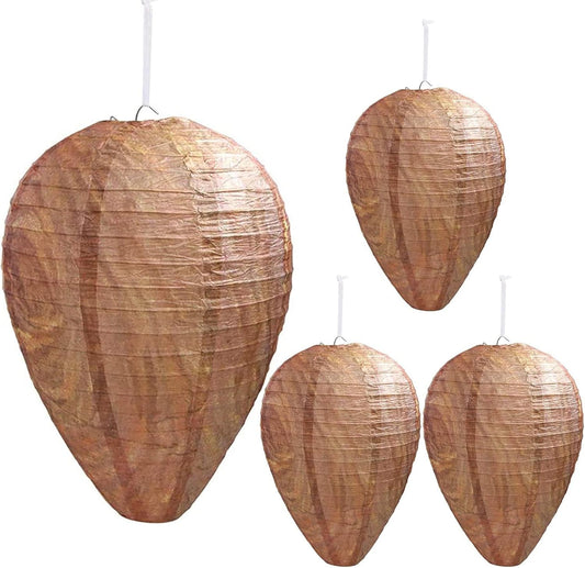 4 Pack Wasp Nest Decoy Hanging Wasp Nest Stay Away from Wasps Hornets Yellow Jackets