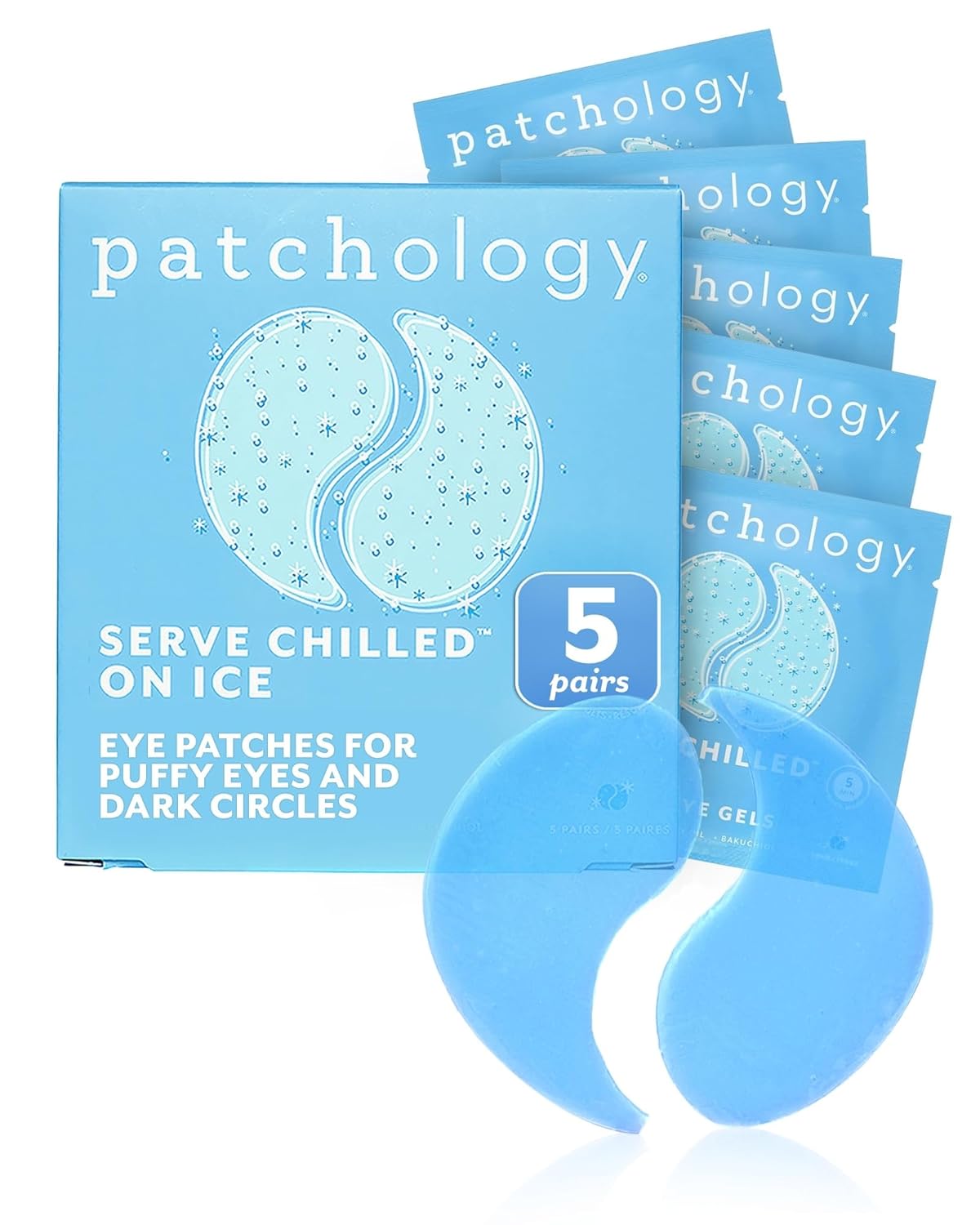 Patchology Iced Cooling Under Eye Mask Patches with Peptides, Cloudberry Oil & Bakuchiol – Firming & Soothing Eye Gels to Reduce Fine Lines and Under Eye Bags – Hydrating Under Eye Pads (5 Pairs)