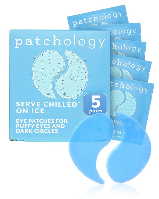 Patchology Iced Cooling Under Eye Mask Patches with Peptides, Cloudberry Oil & Bakuchiol – Firming & Soothing Eye Gels to Reduce Fine Lines and Under Eye Bags – Hydrating Under Eye Pads (5 Pairs)