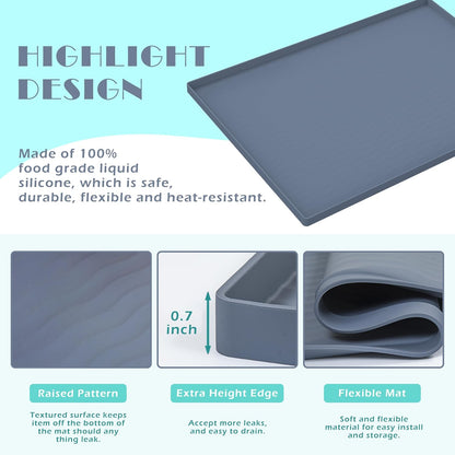 URMONA Waterproof Silicone Under Sink Mat 31'' x 22'' Shelf Liner for Kitchen and Bathroom, Cabinet and Counter Protector, Storage and Organizers, Litter Mat, Pet Cat Puppy Essentials(Dark Grey)