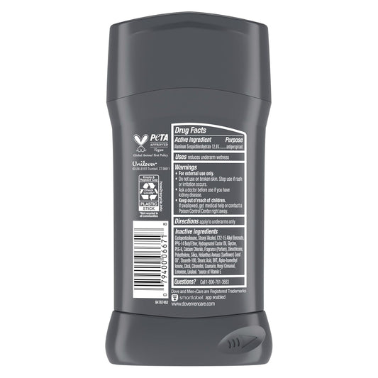 Dove Men+Care Antiperspirant Deodorant Stick 4 Count Clean Comfort 72-Hour Sweat & Odor Protection Antiperspirant for Men With 1/4 Moisturizing Cream 2.7 oz