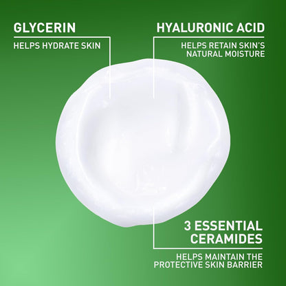 CeraVe Hydrating Facial Cleanser, Moisturizing Face Wash For Dry Skin, Hyaluronic Acid + Ceramides + Glycerin, Hydrating Cleanser For Normal To Dry Skin, National Eczema Association Certified