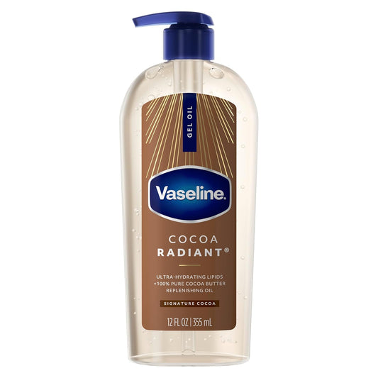 Vaseline Intensive Care Cocoa Radiant Body Gel Oil with 100% Pure Cocoa Butter, 12 oz