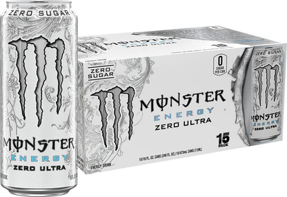 Monster Energy Zero Ultra, Sugar Free Energy Drink, 16 Ounce | Pack of 15
