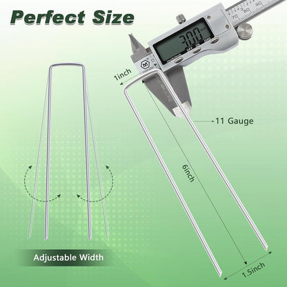 FEED GARDEN 6 Inch 50 Pack Hot-dip Galvanized Landscape Staples Plant Cover Spikes 11 Gauge Tent Stakes Garden Stakes Landscaping Fabric SOD Pins Yard Pins for Decoration Weed Barrier Fabric