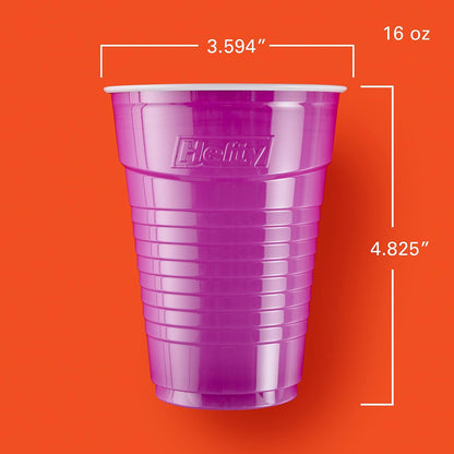 Hefty Party On Disposable Plastic Cups, Assorted, 16 Ounce, 100 Count
