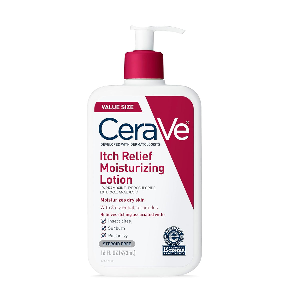 CeraVe Anti Itch Moisturizing Lotion with Pramoxine Hydrochloride, Relieves Itch with Minor Skin Irritations, Sunburn Relief, Bug Bites, 16 Ounces