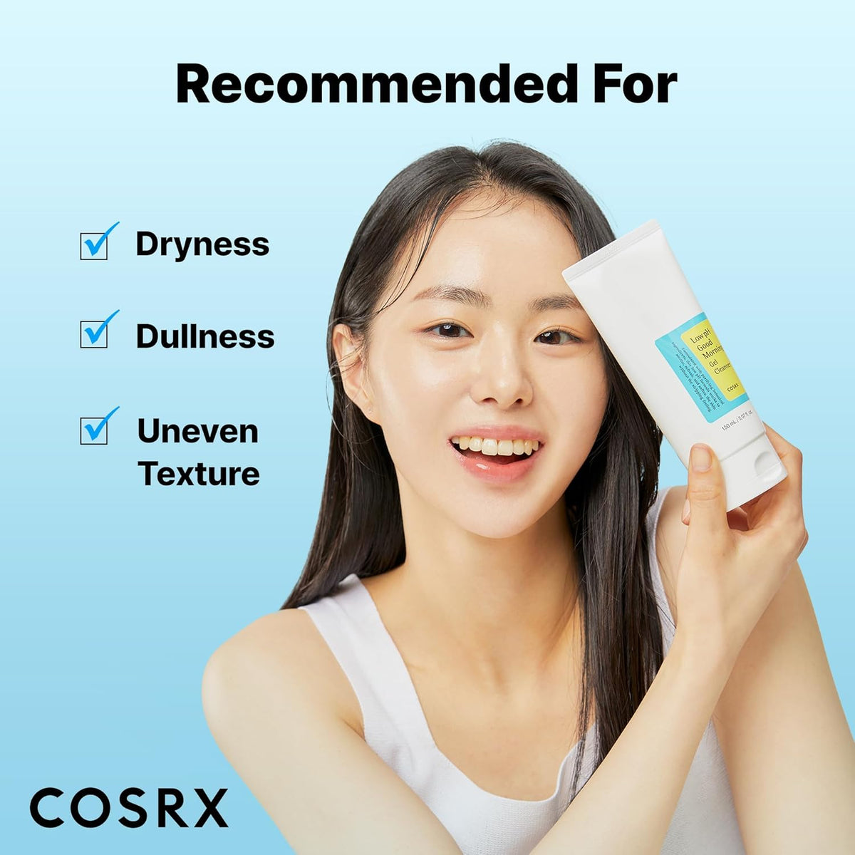 COSRX Low pH Good Morning Gel Face Cleanser, 5.07 fl oz, BHA Face Wash, Daily Mild Face Cleanser for Sensitive Skin, PH Balancing, Korean Skin Care, Korean Face Wash