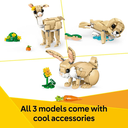 LEGO Creator 3 in 1 Cute Bunny Toy - Building Toy Set with 3 Build Options, Bunny, Seal, or Llama - Animal Figures for Kids, Girls and Boys, Ages 8+ - Gift Idea for Birthdays - 31162
