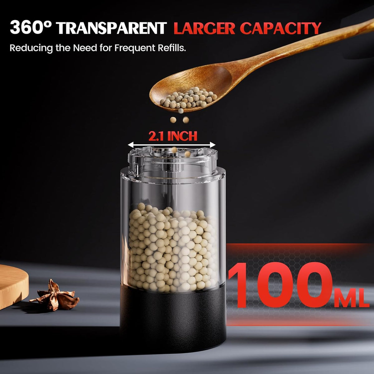 Electric Salt and Pepper Grinder Set Automatic Battery Pepper Mill Shakers Adjustable Coarseness Upgraded Larger Capacity with Led Home and Kitchen Appliances Birthday Gifts for Women Mom