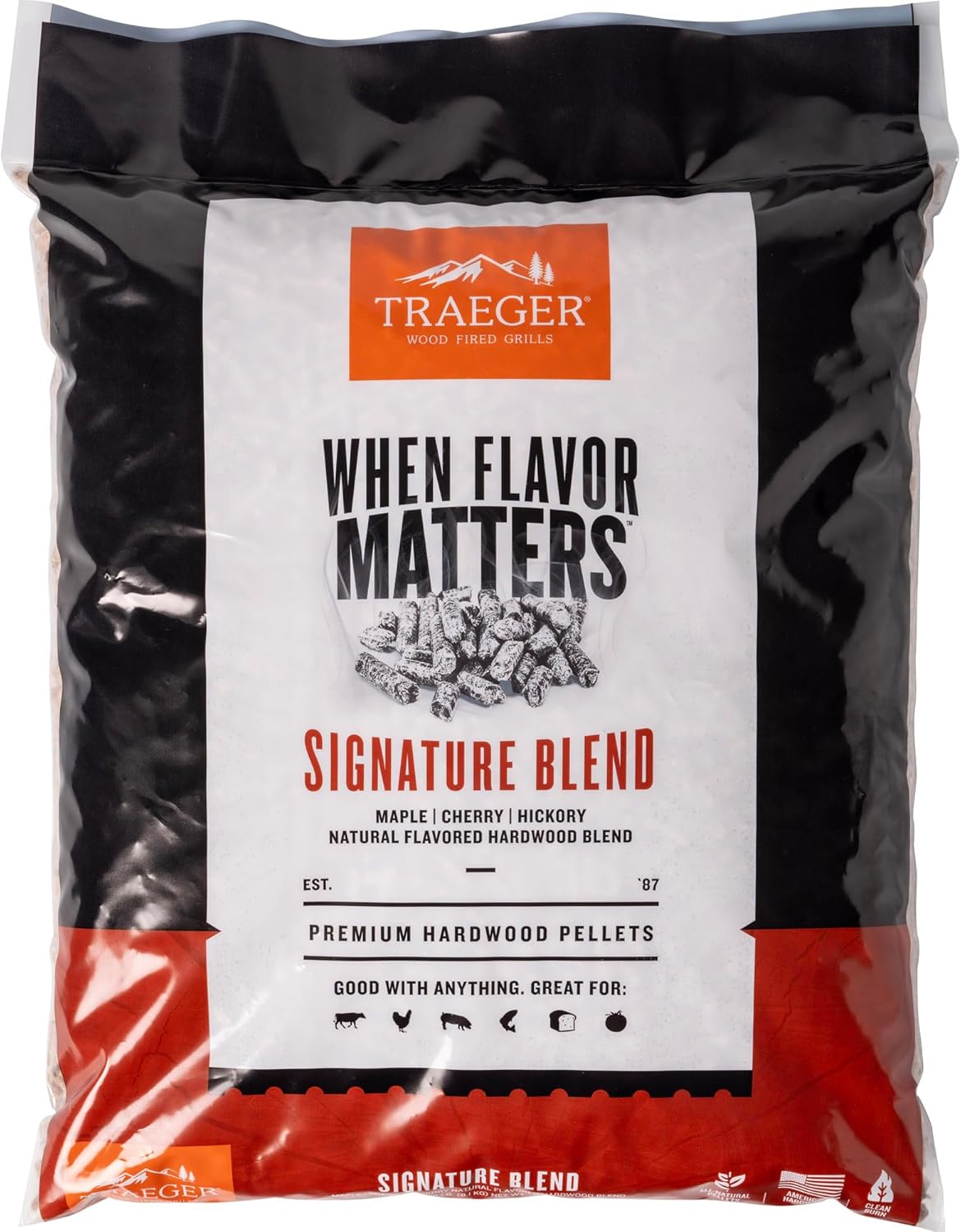 Traeger Grills Signature Blend 100% All-Natural Wood Pellets for Smokers and Pellet Grills, BBQ, Bake, Roast, 18 lb. Bag