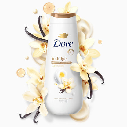 Dove Indulge Body Wash Warm Vanilla + Sweet Cream for Hydrated & Soft Skin 20 FO